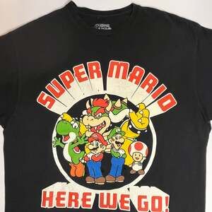 Super Mario Bros 'Here We Go!' Graphic T-Shirt Men's XL Black